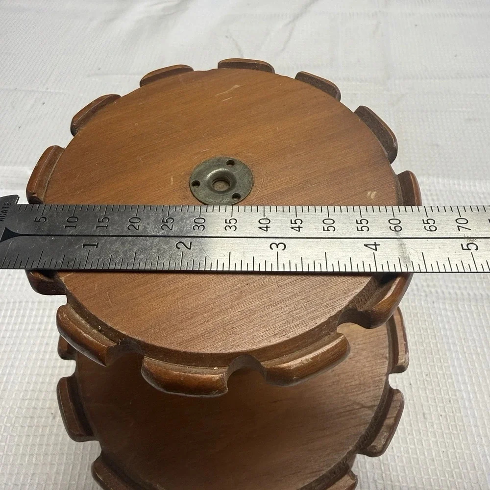 Vintage Mid‎ Century Modern Lazy Susan Revolving Walnut 2 Tier 24 Ct Pipe Stand